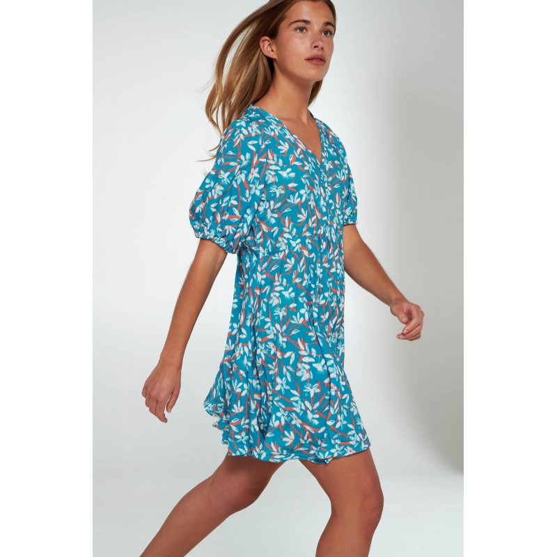 Φόρεμα με Κοντό Μανίκι BLUE CURACAO (20172-BLUE CURACAO)