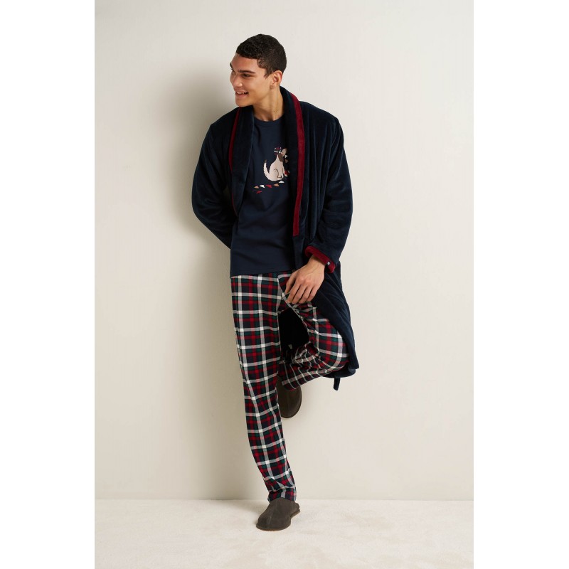 Ανδρική Μακριά Fleece Ρόμπα BLUE (25619-BLUE) Ανδρική Μακριά Fleece Ρόμπα BLUE (25619-BLUE)
