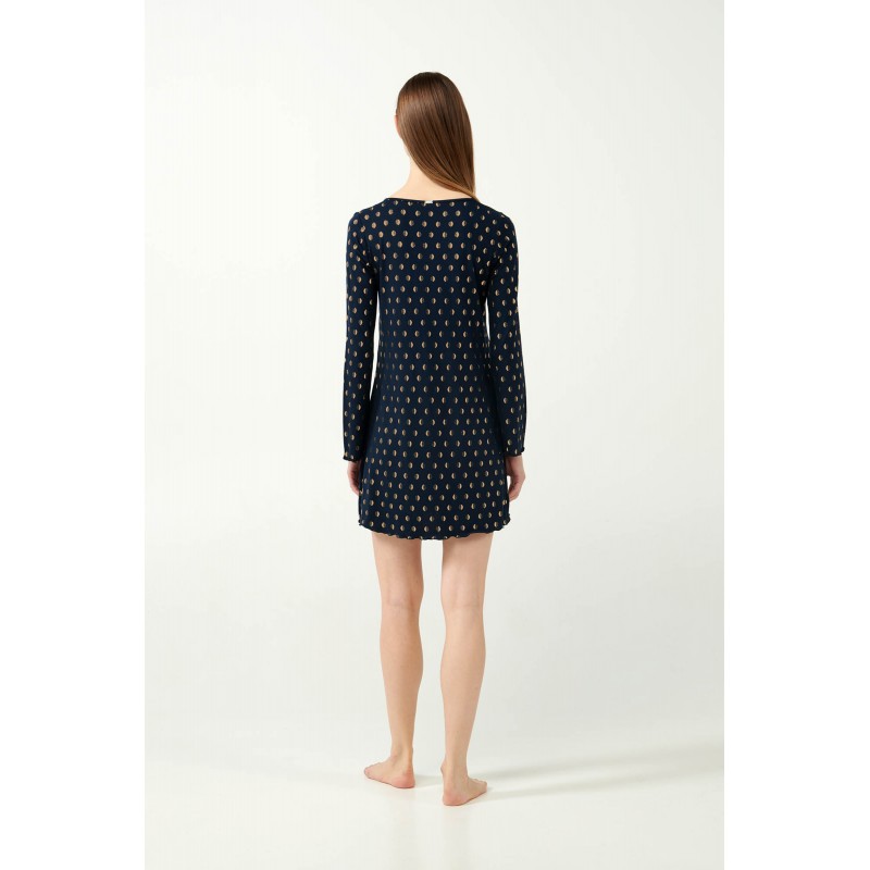 Micromodal Νυχτικό με Μακρύ Μανίκι BLUE (21835-BLUE)