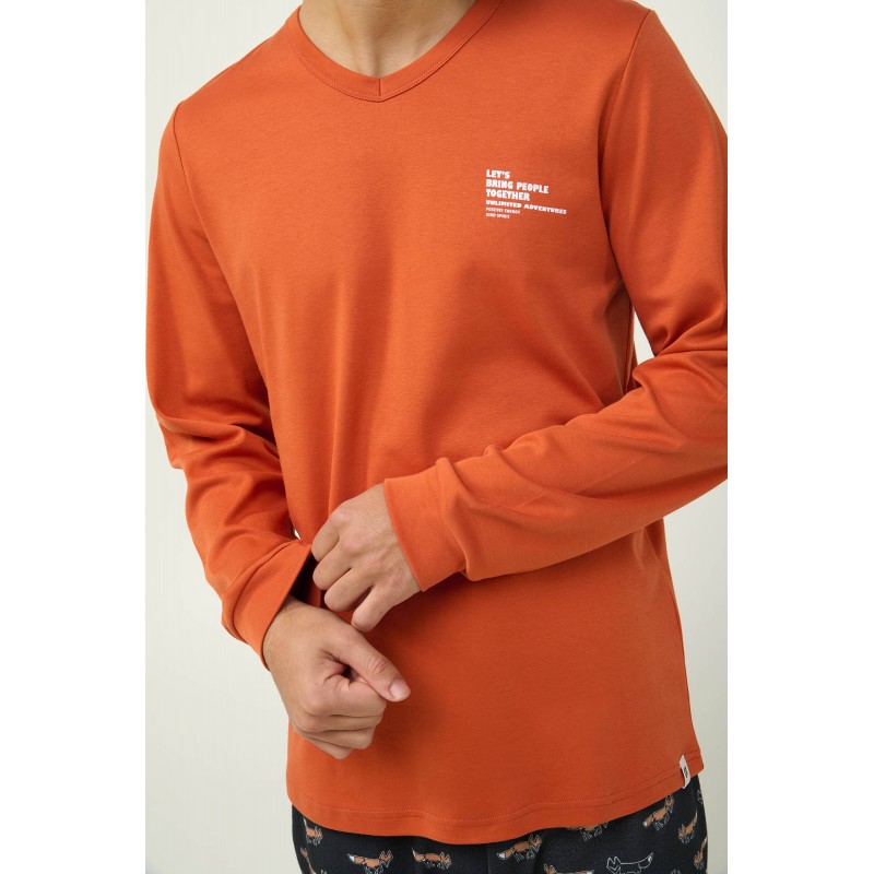 Ανδρική Βαμβακερή Πυτζάμα με Μανσέτες ORANGE RUST (23621-ORANGE RUST) Ανδρική Βαμβακερή Πυτζάμα με Μανσέτες ORANGE RUST (23621-ORANGE RUST)
