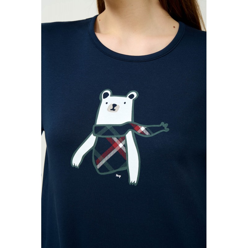 Βαμβακερό Νυχτικό με Τσέπες BLUE (23686-BLUE)