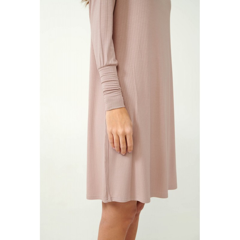 Νυχτικό Bamboo Rib με Μανσέτες ROSE DUSTY (21176-ROSE DUSTY)