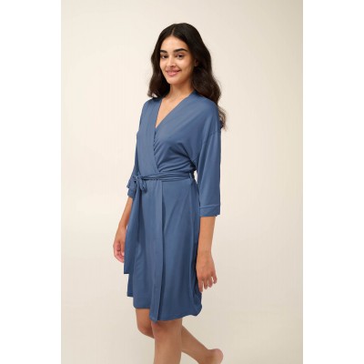 Καλοκαιρινή Γυναικεία Ρόμπα από Micromodal BLUE RAF (22009-BLUE RAF)