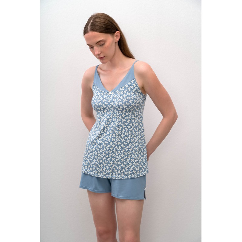 Εμπριμέ Πυτζάμα με Τιράντες BLUE SERENE (16082-BLUE SERENE)