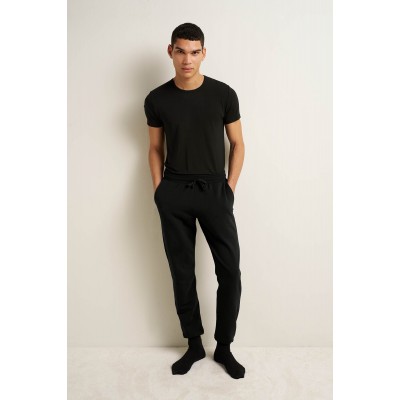 Ανδρικό Βαμβακερό Φούτερ  Jogger Παντελόνι BLACK (25185-BLACK)