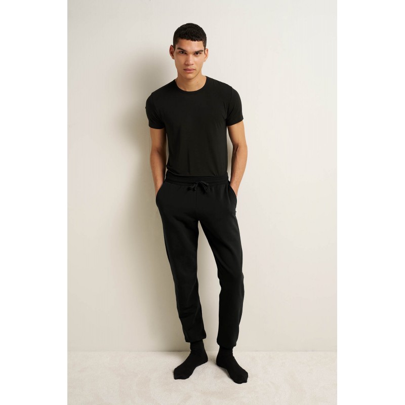 Ανδρικό Βαμβακερό Φούτερ  Jogger Παντελόνι BLACK (25185-BLACK)