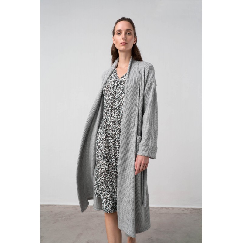 Εμπριμέ Νυχτικό με Μακρύ Μανίκι BROWN GANACHE (17093-BROWN GANACHE)