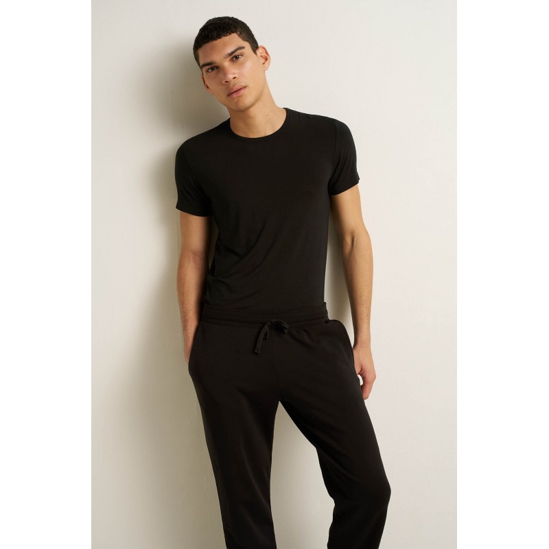 Ανδρικό Βαμβακερό Φούτερ Παντελόνι BLACK (25184-BLACK)