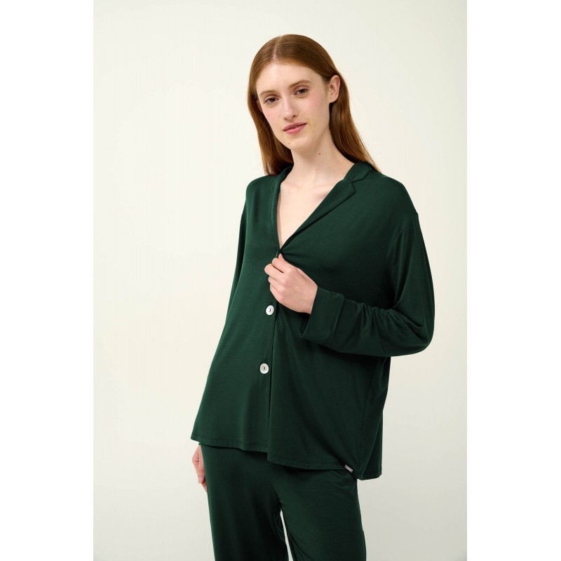 Κουμπωτή Γυναικεία Πυτζάμα Micromodal GREEN TIMBER (23121-GREEN TIMBER)