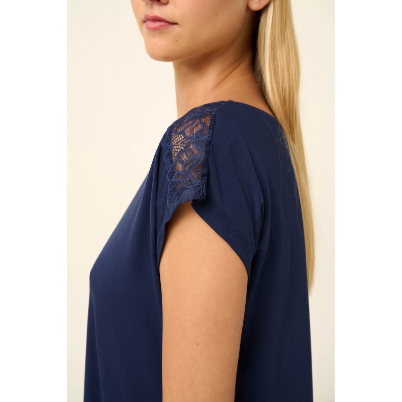 Γυναικεία Πυτζάμα Micromodal με Κάπρι Παντελόνι BLUE CAVERN (22044-BLUE CAVERN)