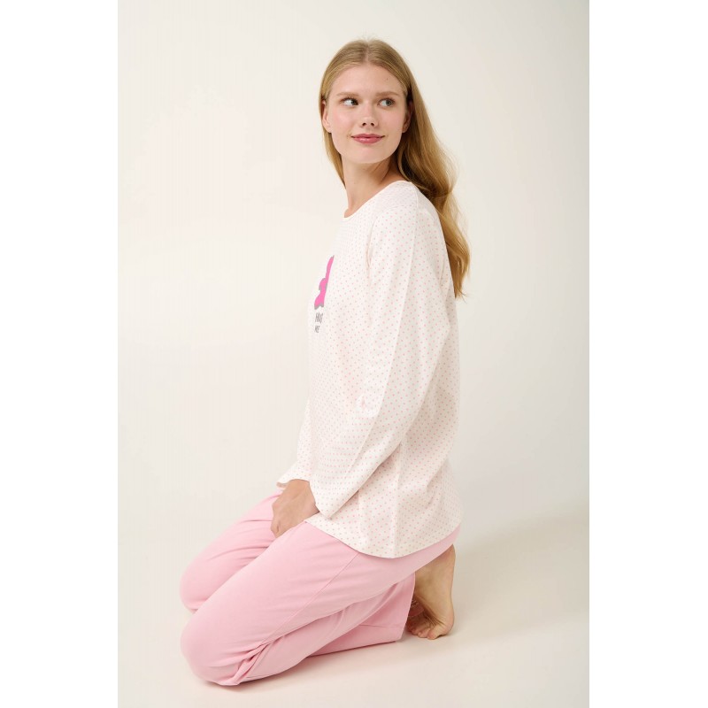 Γυναικείες Βαμβακερές Πυτζάμες με Τύπωμα PINK BLUSH (21932-PINK BLUSH)