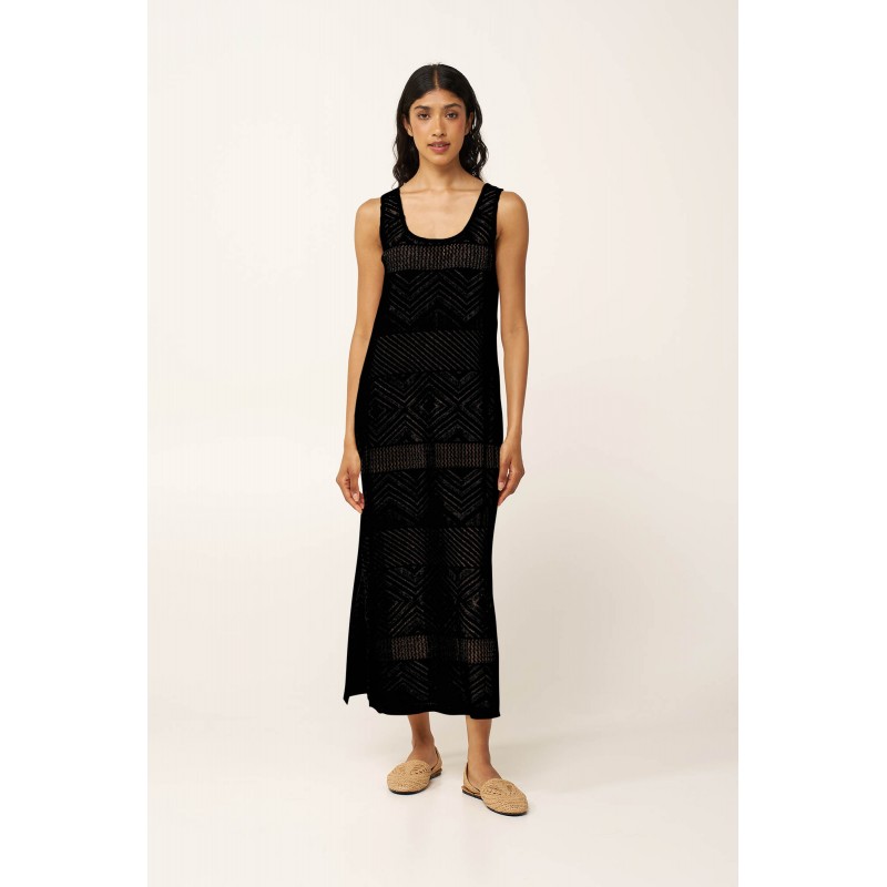 Maxi Jacquard Καλοκαιρινό Φόρεμα BLACK (24530-BLACK)
