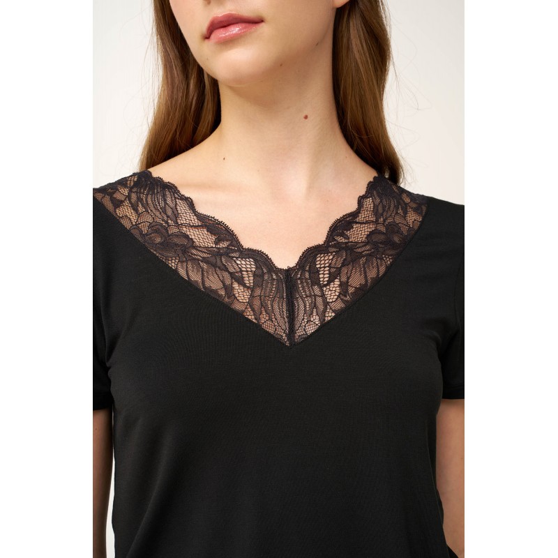 Micromodal Νυχτικό με Δαντέλα BLACK (24165-BLACK)