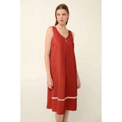 Αμάνικο Καλοκαιρινό Φόρεμα με Πιέτα RED CHILI (22455-RED CHILI)