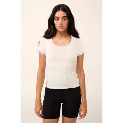 Μονόχρωμο Φανελάκι Micromodal με Κοντό Μανίκι CREAM (22800-CREAM)