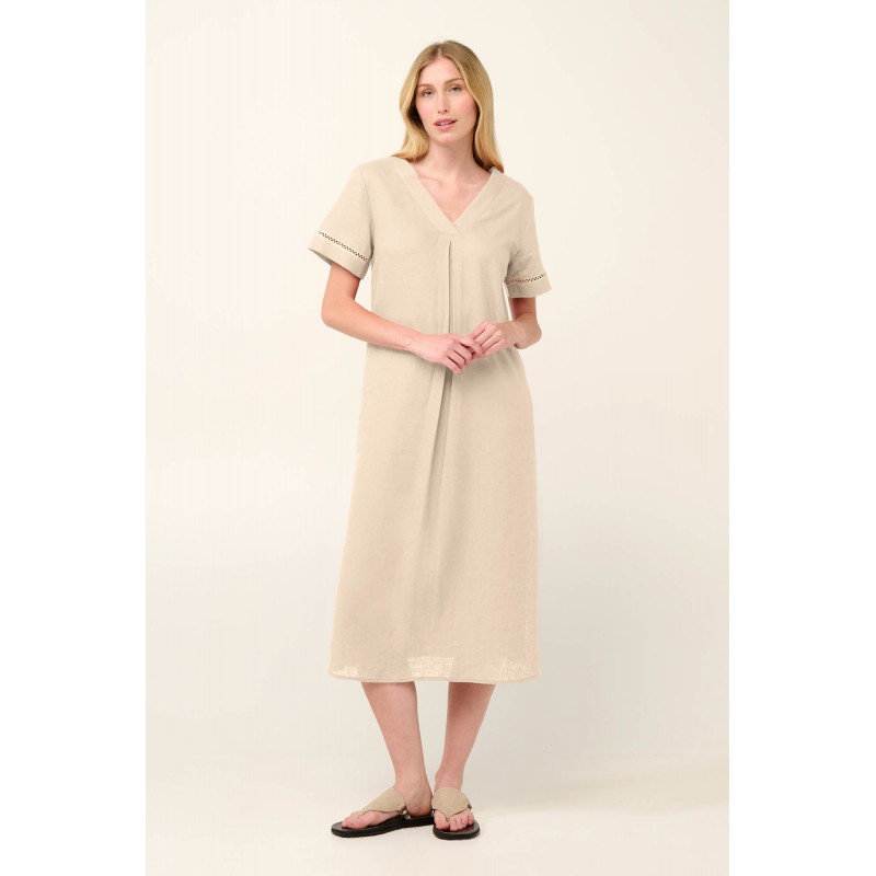 Καλοκαιρινό Φόρεμα με V Λαιμόκοψη BEIGE SKIN (22456-BEIGE SKIN)