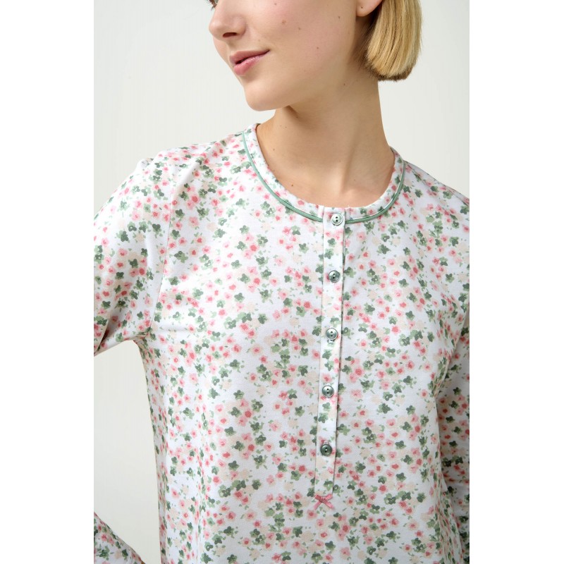 Φλοράλ Φούτερ Νυχτικό με Πατιλέτα GREEN FROSTY (23250-GREEN FROSTY)