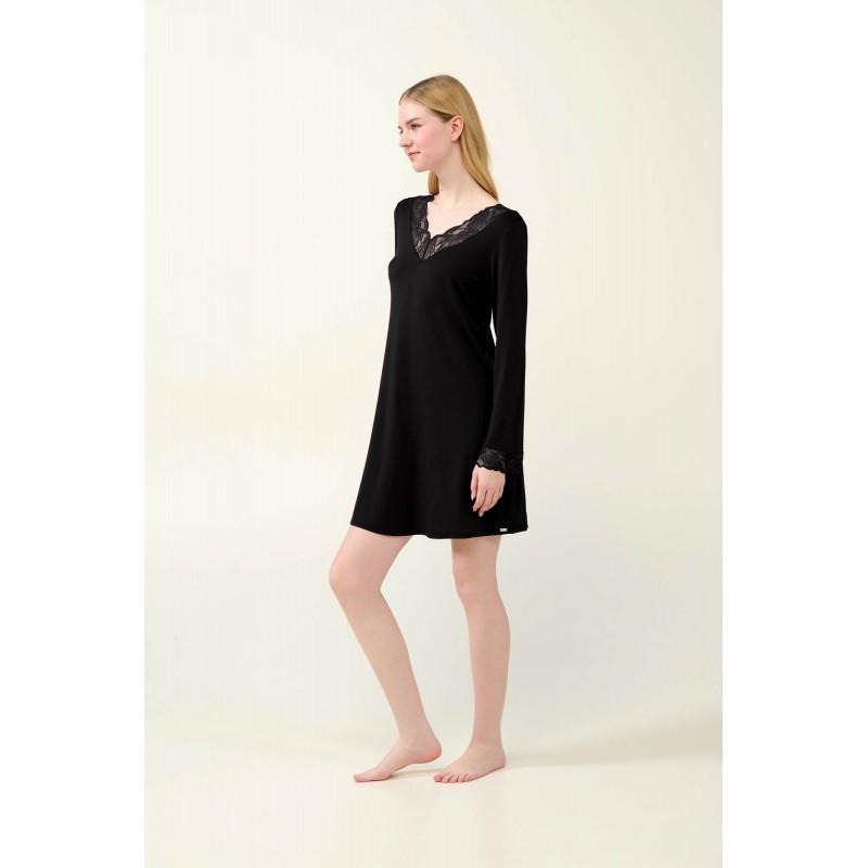 Νυχτικό Micromodal με Δαντέλα BLACK (23823-BLACK) Νυχτικό Micromodal με Δαντέλα BLACK (23823-BLACK)