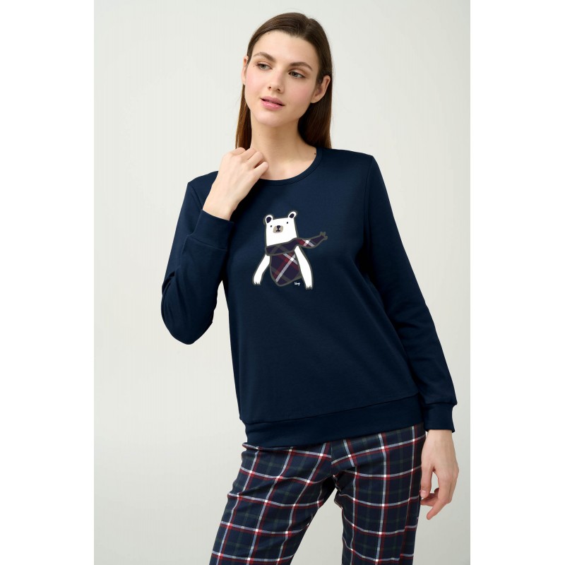 Βαμβακερή Γυναικεία Πυτζάμα με Μανσέτες BLUE (23685-BLUE) Βαμβακερή Γυναικεία Πυτζάμα με Μανσέτες BLUE (23685-BLUE)