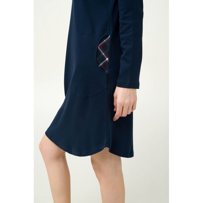 Βαμβακερό Νυχτικό με Τσέπες BLUE (23686-BLUE)