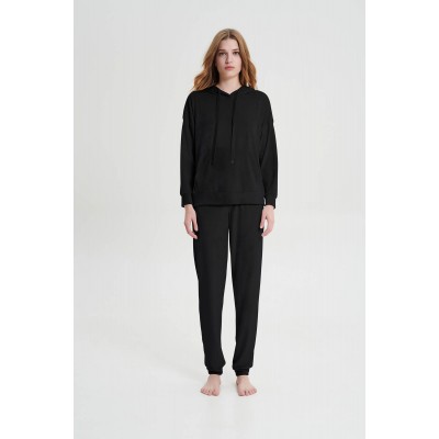 Μονόχρωμη Φόρμα με Κουκούλα BLACK (19331-BLACK)
