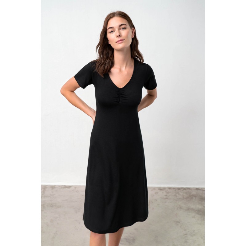 Φόρεμα με Κοντό Μανίκι BLACK (18483-BLACK)