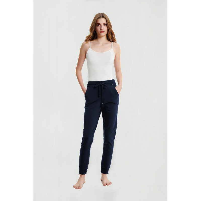 Μονόχρωμο Ψηλόμεσο Παντελόνι Φούτερ BLUE (21196-BLUE)