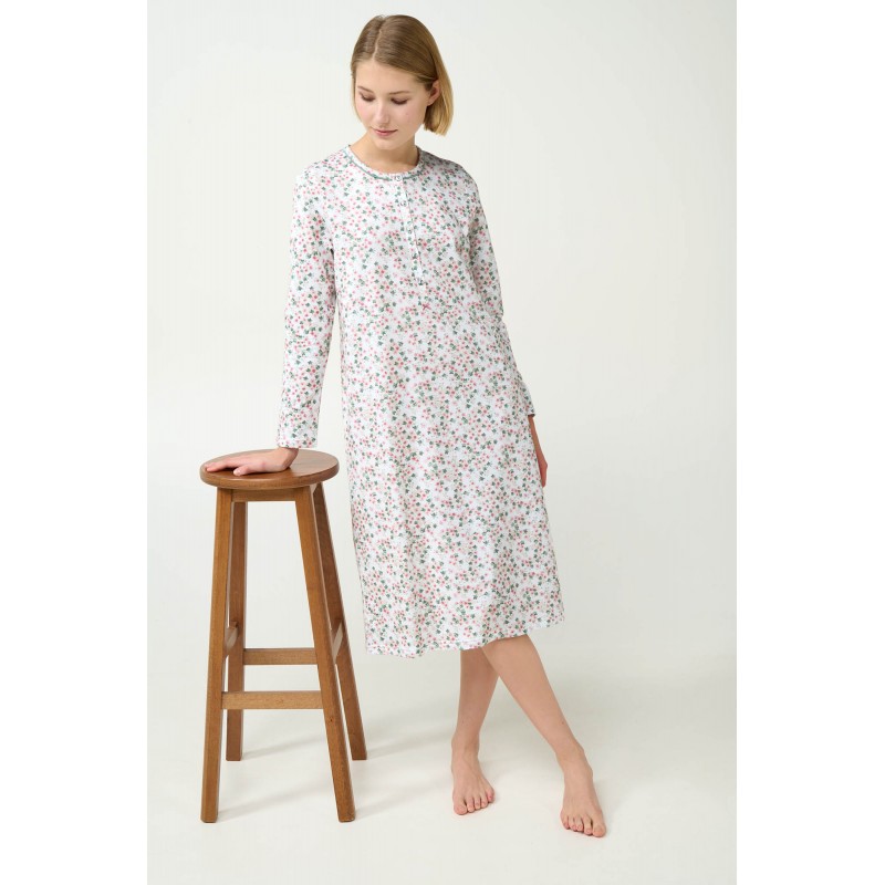 Φλοράλ Φούτερ Νυχτικό με Πατιλέτα GREEN FROSTY (23250-GREEN FROSTY)