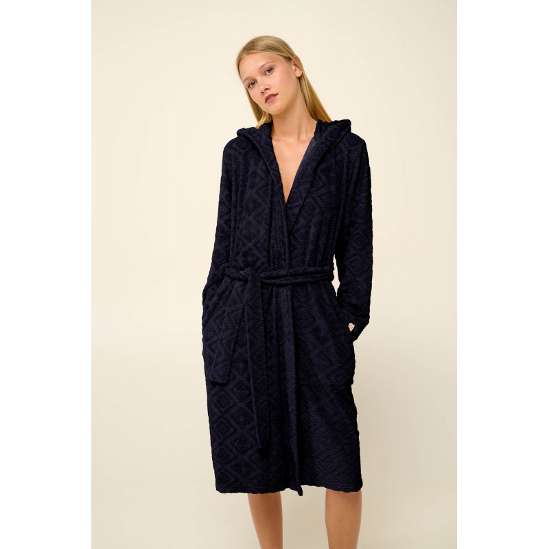 Μονόχρωμή Frottee Γυναικεία Ρόμπα BLUE (22535-BLUE)