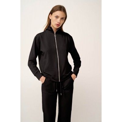 Γυναικεία Ζακέτα Φούτερ με Φερμουάρ BLACK (24830-BLACK)