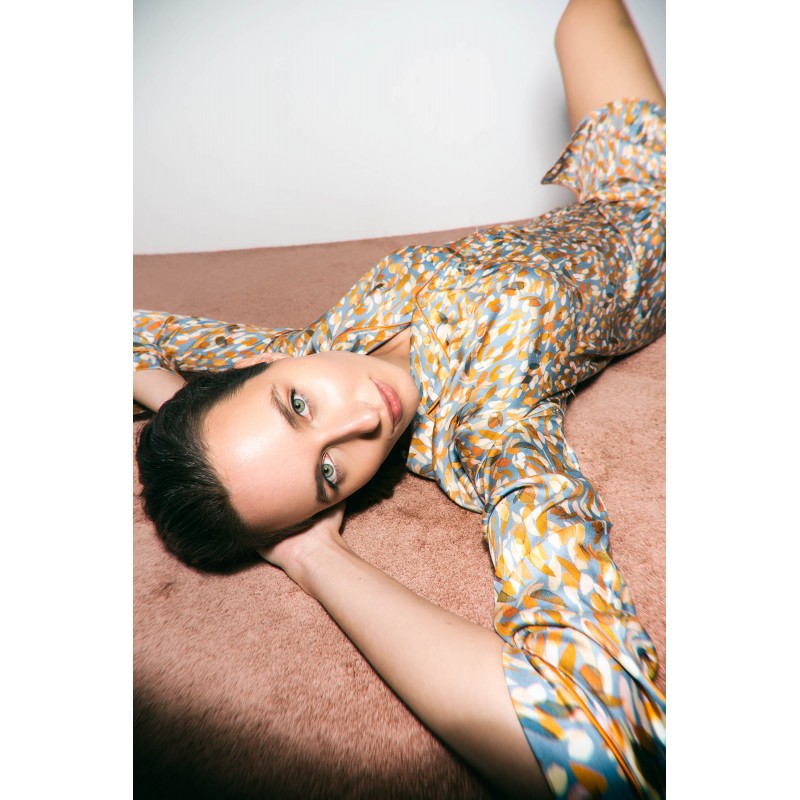 Εμπριμέ Κουμπωτό Νυχτικό BLUE SERENE (17076-BLUE SERENE)