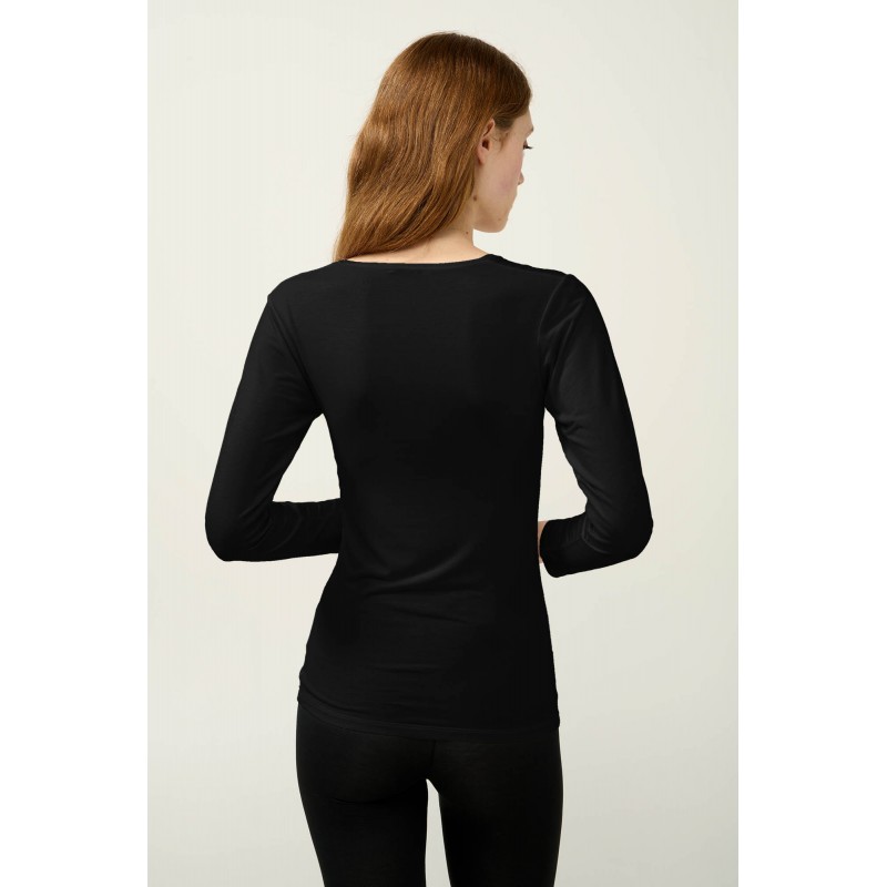 Γυναικείο Micromodal Φανελάκι με Μακρύ Μανίκι BLACK (23816-BLACK)