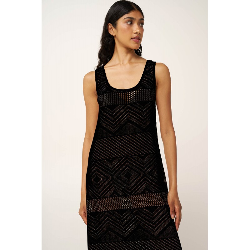 Maxi Jacquard Καλοκαιρινό Φόρεμα BLACK (24530-BLACK)