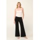 Μονόχρωμο Φαρδύ Γυναικείο Παντελόνι με Τσέπες BLACK (22101-BLACK)