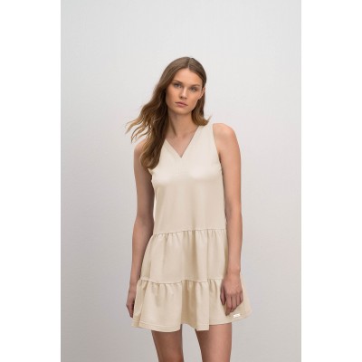 Μονόχρωμο Αμάνικο Φόρεμα BEIGE CRYSTAL (16173-BEIGE CRYSTAL)