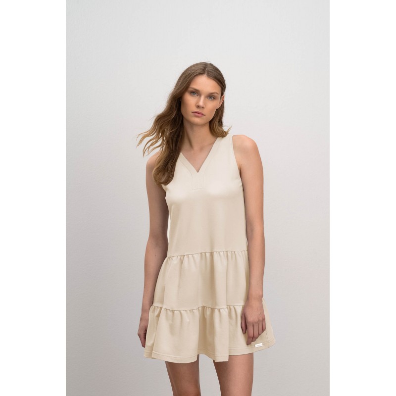 Μονόχρωμο Αμάνικο Φόρεμα BEIGE CRYSTAL (16173-BEIGE CRYSTAL)