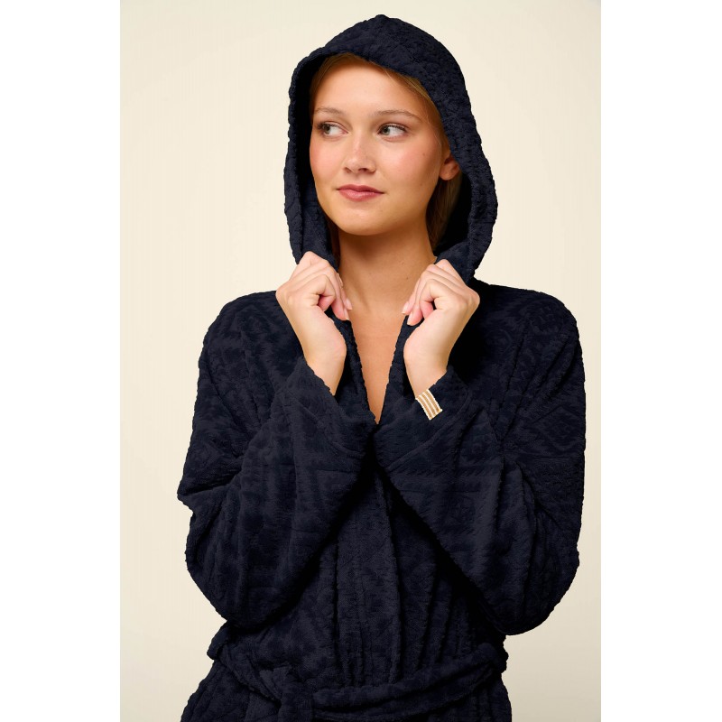 Μονόχρωμή Frottee Γυναικεία Ρόμπα BLUE (22535-BLUE)