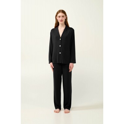 Κουμπωτή Γυναικεία Πυτζάμα Micromodal BLACK (23121-BLACK)