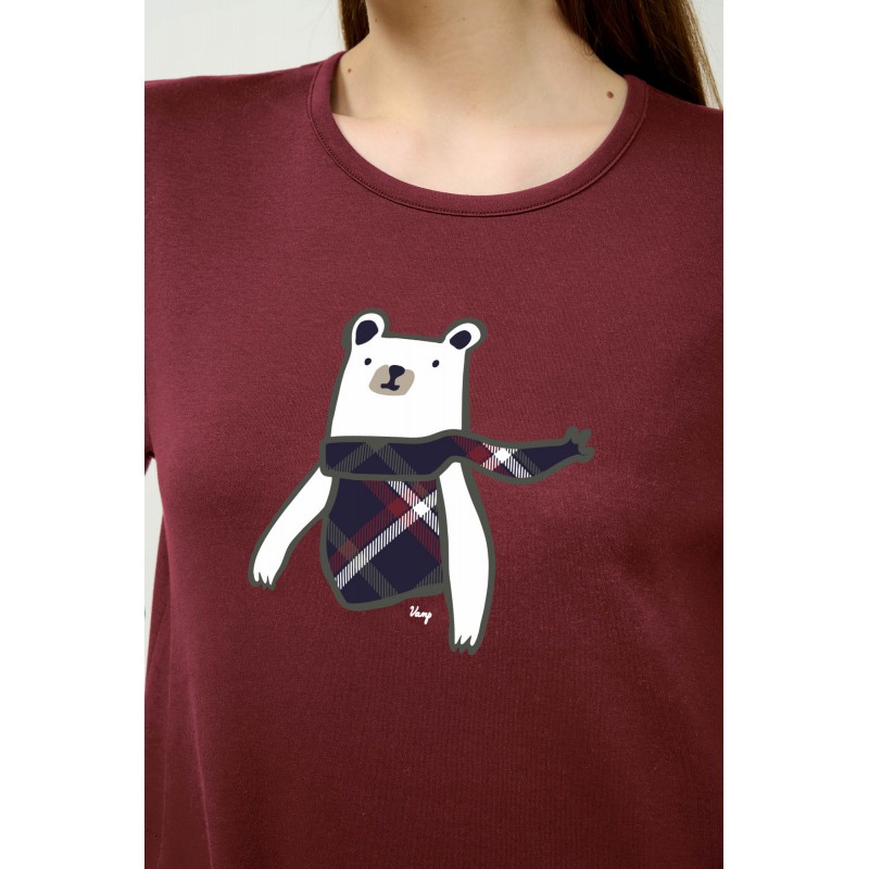 Βαμβακερό Νυχτικό με Τσέπες RED CABERNET (23686-RED CABERNET)