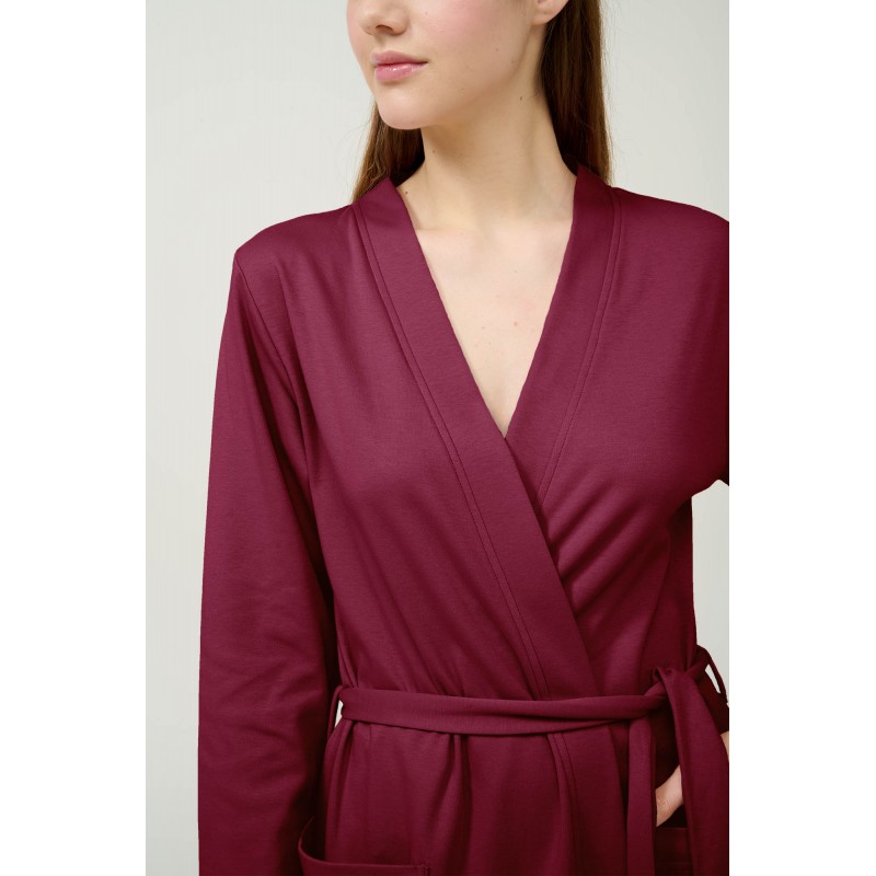 Σταυρωτή Βαμβακερή Γυναικεία Ρόμπα RED BEET (23337-RED BEET)