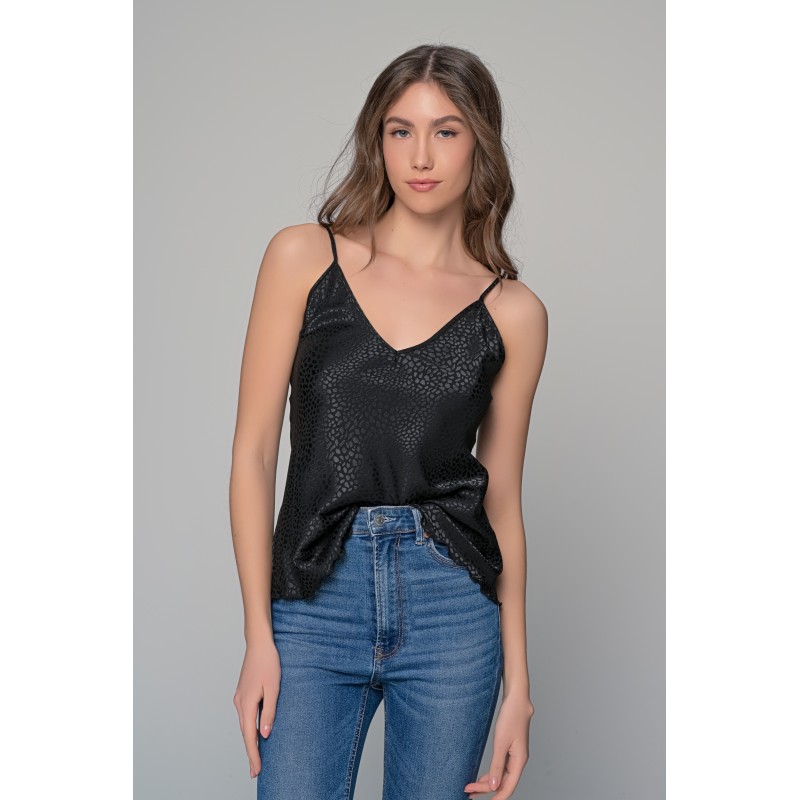 Σατέν Lingerie Top Τιραντάκι - Μαύρο (010191-Μαύρο)