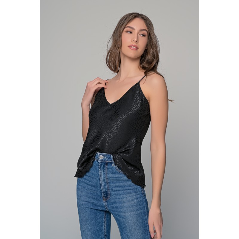 Σατέν Lingerie Top Τιραντάκι - Μαύρο (010191-Μαύρο)