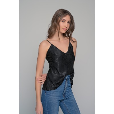 Σατέν Lingerie Top Τιραντάκι - Μαύρο (010191-Μαύρο)