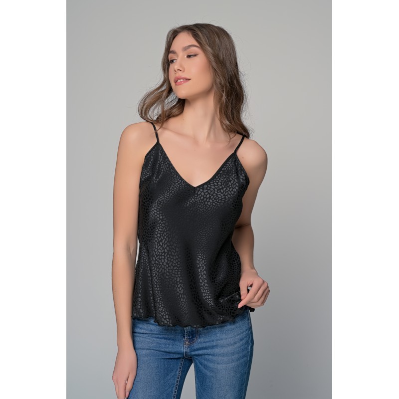 Σατέν Lingerie Top Τιραντάκι - Μαύρο (010191-Μαύρο)