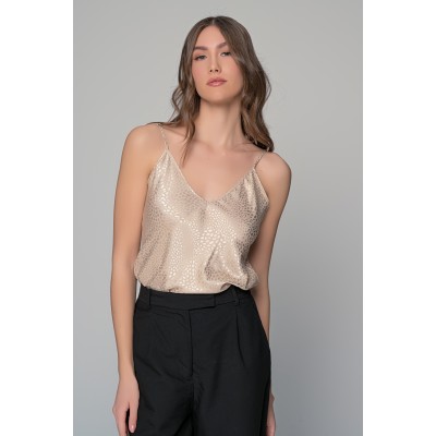 Σατέν Lingerie Top Τιραντάκι - Μπεζ (010191-Μπεζ)