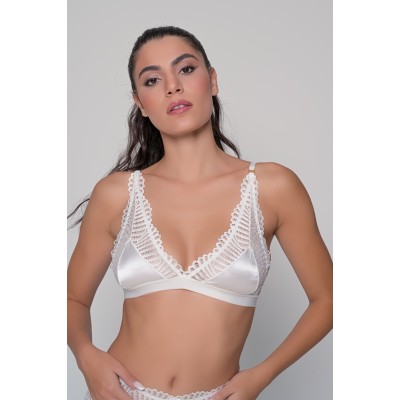 Νυφικό Σουτιέν Τριγωνάκι Δαντέλα με Σατέν - Ιβουάρ (010196-Ιβουάρ)