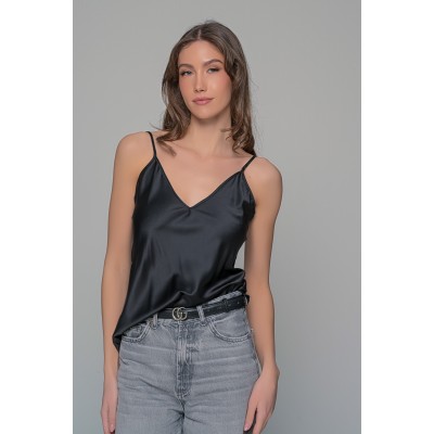 Σατέν Lingerie Top - Μαύρο (010199-Μαύρο)