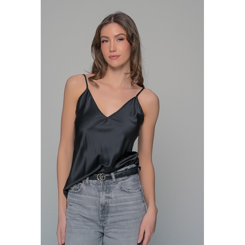 Σατέν Lingerie Top - Μαύρο (010199-Μαύρο)