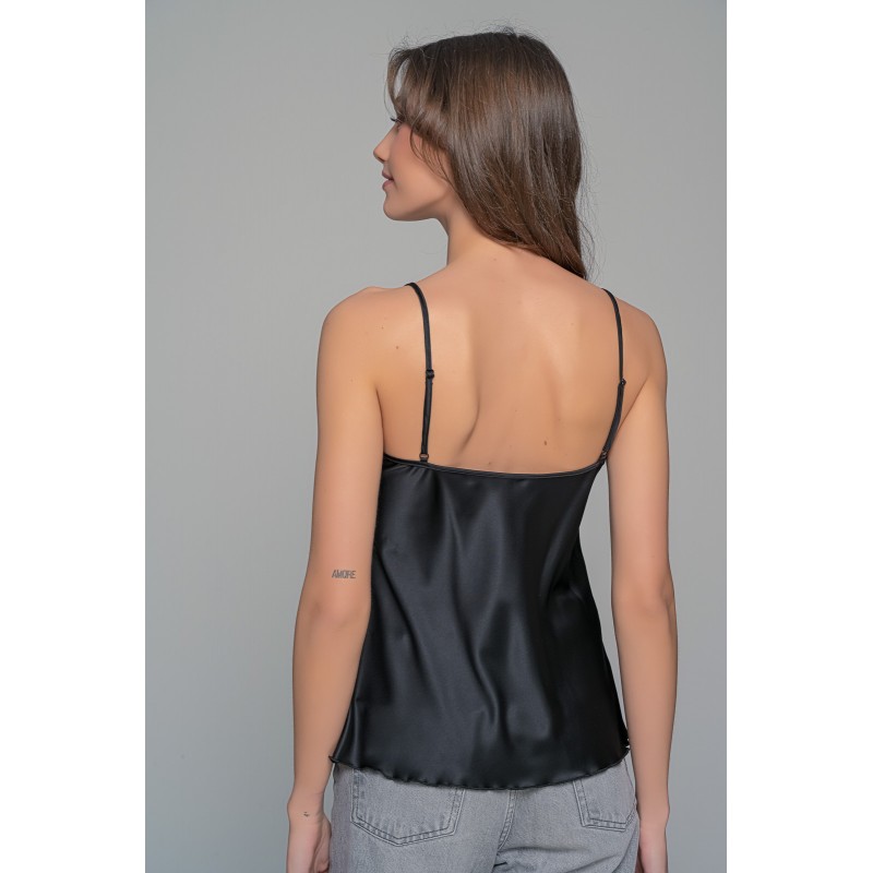 Σατέν Lingerie Top - Μαύρο (010199-Μαύρο)