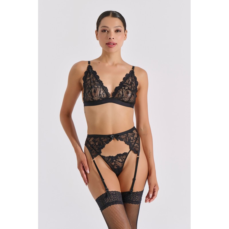 Δαντελένιο Σετ Εσωρούχων - Μαύρο (009197-Μαύρο)